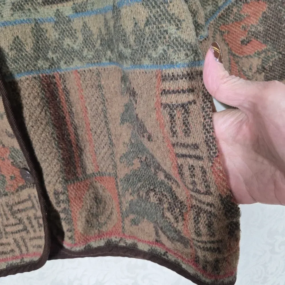 Y2K Sonoma Tapestry Cabin Jacket S Cottagecore Rustic Woodland Barn Coat - Picture 5 of 14